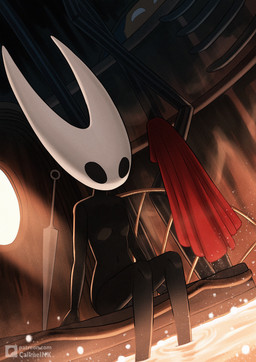 2_horns anthro bath biped black_body black_eyes breasts cloak clothing discarded_clothing discarded_weapon dutch_angle featureless_breasts female horn hornet's_needle inside looking_at_another melee_weapon nail_(weapon) navel nude partially_submerged patreon_logo peeping red_cloak red_clothing sauna sitting slim slim_anthro slim_female small_breasts solo text voyeur water weapon call_me_ink hollow_knight:_silksong hollow_knight_(franchise) patreon team_cherry hornet_(hollow_knight) kratt_(hollow_knight:_silksong) arthropod insect 2025 absurd_res english_text hi_res