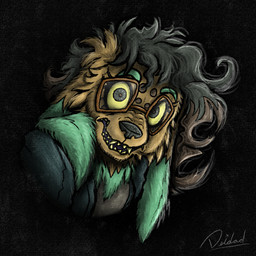 anthro clothing dark eyewear fangs fangs_bared female fur glasses hair long_ears messy_hair orange_body orange_fur solo soul_devouring_eyes stressed teal_body teal_fur teeth wearing_glasses wide_eyed deidad_dissitum leyki canid canine mammal 1:1