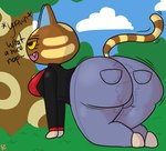 anthro bent_over big_butt bottomwear bubble_butt butt clothing denim denim_bottomwear denim_clothing female jeans pants patched_clothing solo tail tight_clothing torn_clothing waking_up klutzatdusk animal_crossing nintendo katt_(animal_crossing) domestic_cat felid feline felis mammal hi_res