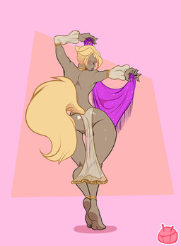 5_fingers anklet armwear backsack balls bangs barefoot biped blonde_hair blush brown_balls brown_body brown_skin butt clothed clothing dancing dark_body dark_skin detached_sleeves ears_back eyelashes eyes_closed feet femboy fingers fluffy fluffy_tail genitals gold_(metal) gold_jewelry hair harem harem_outfit holding_object humanoid_feet humanoid_hands jewelry long_tail male neck_ring perineum pink_background pivoted_ears plantigrade raised_arm rear_view shadow shawl short_hair simple_background slim small_waist solo standing tail thick_thighs tiptoes topless translucent translucent_clothing yellow_tail ryarik animal_humanoid cat_humanoid felid felid_humanoid feline feline_humanoid humanoid mammal mammal_humanoid 2016 digital_media_(artwork) full-length_portrait hi_res portrait watermark