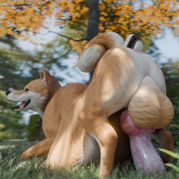 almost_fully_inside anal anal_head_gulp anal_vore animal_genitalia animal_penis canine_genitalia canine_penis duo erection feral feral_pred feral_prey genitals male male/male park penis vore thehellfirehorse canid canine canis domestic_dog mammal shiba_inu spitz 1:1 3d_(artwork) digital_media_(artwork) hi_res