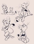 belly bottomless clothed clothing female kneeling looking_up lying midriff open_mouth simple_background sitting solo yawn animancer luck_(animancer) dipodid jerboa mammal rodent hi_res sketch