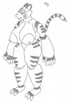 5_fingers anthro big_breasts breasts female fingers machine nipple_dip nipples nude nude_anthro nude_female solo tail jiqqy 7ig felid mammal pantherine robot tiger monochrome sketch