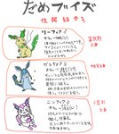 anthro anthrofied blue_body blue_fur coin dipstick_limbs dot_nose empty_eyes female fur gender_symbol looking_at_viewer looking_up male male_symbol money paws ribbons_(anatomy) sitting smoke smoking symbol text geboku nintendo pokemon eeveelution generation_4_pokemon generation_6_pokemon glaceon leafeon pokemon_(species) sylveon 2020 absurd_res digital_drawing_(artwork) digital_media_(artwork) hi_res japanese_text translation_request