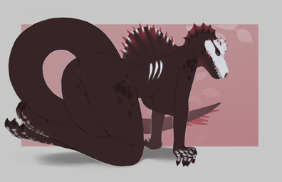 all_fours anthro anus big_breasts breasts butt claws dorsal_frill female frill_(anatomy) genitals long_tail nipples non-mammal_breasts non-mammal_nipples nude nude_female sharp_teeth solo tail teeth toe_claws vulva ququqee399e dinosaur prehistoric_species reptile saurischian scalie spinosaurid spinosaurus theropod absurd_res hi_res