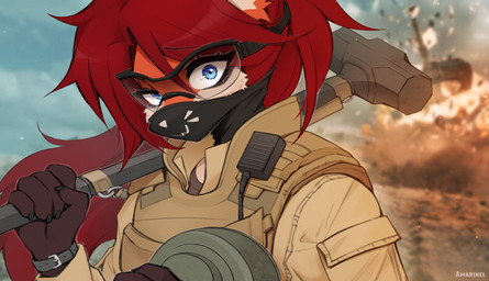 5_fingers anthro biped blue_eyes claws female finger_claws fingers front_view fur hair holding_object looking_at_viewer orange_body orange_fur outside red_hair solo tuft amarihel cassie_(amarihel) canid canine fox mammal 2025 digital_drawing_(artwork) digital_media_(artwork) hi_res