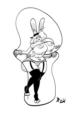 accident accidental_exposure anthro areola big_breasts biped bottomwear bouncing_breasts breasts bulge clothed clothed_anthro clothed_gynomorph clothed_intersex clothing crotch_tuft exposed_breasts eyebrow_through_hair eyebrows frown gynomorph gynomorph_anthro hair hotpants huge_breasts inner_ear_fluff intersex intersex_anthro jump_rope legwear long_ears looking_down motion_lines nipples onomatopoeia open_frown open_mouth shirt shorts solo sound_effects t-shirt text thigh_highs topwear translucent translucent_hair tuft wardrobe_malfunction jonothing pb_(theycallhimcake) lagomorph leporid mallkin mammal rabbit 2024 dated digital_drawing_(artwork) digital_media_(artwork) english_description greyscale hi_res monochrome busty_boy_(lore) male_(lore)