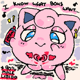 :> biped black_text blue_eyes dialogue ear_piercing ellipsis emanata eyelashes fat_mons featureless_feet featureless_hands feet female genitals glistening glistening_eyes grey_inner_ear heart_symbol holding_marker holding_object innie_vulva iris looking_down looking_down_at_self marker mouth_closed musical_note musical_symbol narrowed_eyes noseless number percentage piercing pink_body pink_ears plump_labia pupils solo squigglevision standing symbol text vulva white_pupils white_sclera womb_tattoo ligma_(artist) nintendo pokemon generation_1_pokemon jigglypuff pokemon_(species) waddling_head 1:1 2026 animated digital_drawing_(artwork) digital_media_(artwork) english_text full-length_portrait handwritten_text portrait wigglypaint_(artwork)