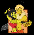 antennae_(anatomy) black_eyes black_hair blonde_hair blue_eyes breasts cleavage clothed clothing dark_body dark_skin duo female fully_clothed hair insect_wings male male/female non-mammal_breasts short_hair simple_background small_waist topless transparent_background wings yellow_body yellow_skin slb cherry_(6liza6) dewcombs_bee_(slb) animal_humanoid arthropod arthropod_humanoid bee_humanoid humanoid hymenopteran hymenopteran_humanoid insect insect_humanoid wasp_humanoid alpha_channel