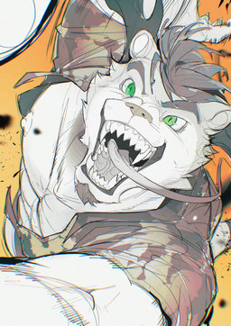 action_pose aloha_shirt anthro athletic athletic_anthro athletic_male brown_clothing brown_eyebrows brown_facial_hair brown_goatee brown_hair brown_shirt brown_topwear claws clothed clothed_anthro clothed_male clothing countershade_face countershade_fur countershading eyebrows facial_hair fangs finger_claws fur goatee green_eyes hair long_tongue looking_at_viewer male nipples open_clothing open_mouth open_shirt open_smile open_topwear pattern_clothing pattern_shirt pattern_topwear pose pupils ringed_iris shirt simple_background slit_pupils smile smiling_at_viewer solo tapering_tongue teeth tongue topwear white_body white_fur white_sclera yellow_background chiayeeee felid mammal 2024 chromatic_aberration digital_drawing_(artwork) digital_media_(artwork) half-length_portrait hi_res portrait