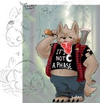 anthro axe biped brown_body brown_fur eating eating_food fur looking_at_viewer male overweight overweight_anthro overweight_male solo simple_nicks mythology canid canine mammal mythological_canine mythological_creature were werecanid werecanine werewolf 2024