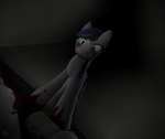 blood blue_eyes blue_hair bodily_fluids clothing crying cutie_mark ear_piercing facial_piercing female feral green_body grey_body hair looking_down makeup multiple_piercings nose_piercing piercing purple_hair running_makeup shirt solo tears topwear beabea. friendship_is_magic hasbro my_little_pony fan_character peggie_framehold equid equine horse mammal pony hi_res
