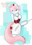 anthro clothing corset female fur lingerie nurse nurse_clothing red_cross solo text topwear uniform white_body white_fur furrytan friendship_is_magic hasbro my_little_pony nurse_redheart_(mlp) equid equine mammal english_text hi_res