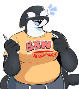 4_fingers anthro black_body black_fin black_tail black_tail_fin bottomwear breasts clothed clothed_anthro clothed_female clothing countershading emanata female female_anthro fin fin_piercing fingers front_view fully_clothed fully_clothed_anthro fully_clothed_female furgonomic_piercing furgonomics holding_marker holding_object marker multicolored_body open_mouth open_smile overweight overweight_anthro overweight_female piercing red_text sharp_teeth simple_background slightly_chubby slightly_chubby_anthro slightly_chubby_female smile solo tail tail_fin teeth text white_background white_body white_countershading conditional_dnp sonokido ventura_city_drifters diana_okoro aquatic cetacean dolphin mammal oceanic_dolphin orca toothed_whale 2025 digital_drawing_(artwork) digital_media_(artwork) english_description english_text half-length_portrait hi_res portrait
