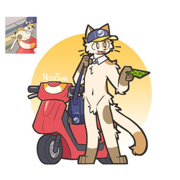 abstract_background anthro bag clothing featureless_crotch hat hat_only headgear headgear_only headwear headwear_only male mostly_nude motorcycle solo standing vehicle neosiah steam_(software) valve steam_sale_cat domestic_cat felid feline felis mammal hi_res
