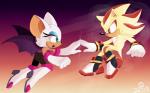 anthro black_nose boots breasts clothing duo female footwear fur gloves handwear male membrane_(anatomy) membranous_wings quills_(anatomy) shoes super_form white_body white_clothing white_fur white_gloves white_handwear wings quark19601 sega sonic_the_hedgehog_(series) rouge_the_bat super_shadow bat eulipotyphlan hedgehog mammal 2018 hi_res