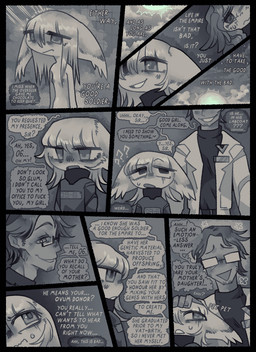 adolescent adolescent_anthro age_difference areola bathing clothed clothing cloud coat confusion day dialogue duo ear_tuft emanata evening eyewear female flat_chested glasses hair hand_on_head headpat id_tag insignia lab_coat larger_male male military military_uniform number_on_clothing numbered_tag older_male petting profanity short_hair shower showering size_difference sky smaller_female solo speech_bubble star steam sun sunset sweater text topwear tuft turtleneck uniform young younger_female sinnerpen rimworld canid canine fox human hybrid mammal true_fox unknown_species comic english_text hi_res monochrome daughter_(lore) father_(lore) father_and_child_(lore) father_and_daughter_(lore) parent_(lore) parent_and_child_(lore) parent_and_daughter_(lore)