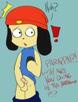 anthro balls beanie caught_in_the_act caught_masturbating clothed clothing fur genitals hat headgear headwear humanoid_genitalia humanoid_penis male masturbation nude open_mouth penis simple_background solo text young young_anthro young_male koredex parappa_the_rapper sony_corporation sony_interactive_entertainment parappa canid canine canis domestic_dog mammal absurd_res digital_media_(artwork) hi_res