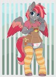 anthro clothed clothing diaper diaper_peekage female hooves kidcore legwear looking_at_viewer overall_dress overalls smile solo standing stockings teeth wearing_diaper wings stargal_galexi hasbro my_little_pony mythology equid equine horse mammal mythological_creature mythological_equine pegasus pony hi_res