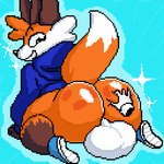 anthro anus balls big_balls big_butt butt butt_grab disembodied_hand duo genitals hand_on_butt male presenting presenting_hindquarters solo_focus starreuges soups_(superiorfox) canid canine fox mammal 1:1 2022 digital_media_(artwork) pixel_(artwork)