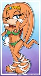 3_toes anthro bedroom_eyes bikini blue_eyes breasts clothing feet female footwear gem gloves handwear looking_at_viewer narrowed_eyes navel one_eye_closed sandals seductive shoes smile solo style_emulation swimwear tail teasing text toes tribal_bikini two-piece_swimsuit wink senshion sega sonic_adventure sonic_the_hedgehog_(series) tikal_the_echidna echidna mammal monotreme 2024 absurd_res full-length_portrait hi_res portrait url