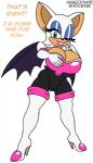 anthro big_breasts breasts cleavage clothed clothing female huge_breasts solo text habbodude shocking_(artist) sega sonic_the_hedgehog_(series) rouge_the_bat bat mammal 2015 english_text