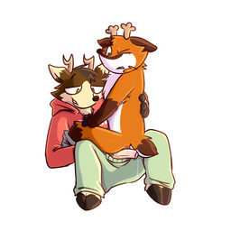 anthro bodily_fluids duo genital_fluids genitals male male/male nude tail sunschnauzer3 blitzen vixen_(reindeer) deer mammal new_world_deer reindeer 1:1 absurd_res hi_res