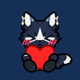 :< >_< anthro biped blue_body blue_fur blush blush_lines christian_cross christian_symbol cross cross_(marking) cross_piercing ear_piercing eyes_closed fur heart_symbol holding_heart holidays looking_at_viewer male pawpads piercing pink_blush red_heart religion religious_symbol simple_background sitting small_eyebrows small_nose solo squeezing surgical_suture tail tail_motion tailwag transparent_background kibblebytez christianity valentine's_day luzenith_lawchi canid canine canis dire_wolf mammal prehistoric_species wolf 1:1 2026 aliasing alpha_channel animated digital_drawing_(artwork) digital_media_(artwork) loop low_res
