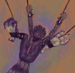 abstract_background ambiguous_gender anthro anus avian_feet bdsm beak bondage bound butt claws clothing cuff_(restraint) feet foot_focus footwear genitals nipples penis presenting restraints socks solo talons toes yellow_sclera tealfolf avian bird corvid corvus_(genus) crow oscine passerine hi_res