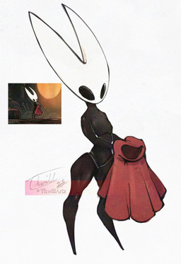 anthro black_arms black_body black_exoskeleton black_legs cloak clothing exoskeleton female flat_chested holding_clothing holding_object monotone_cloak nude red_cloak red_clothing white_body white_head thwillartz hollow_knight:_silksong hollow_knight_(franchise) team_cherry hornet_(hollow_knight) arthropod hi_res reference_image