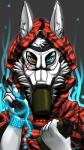 anthro clothing gas_mask glowing hoodie mask solo stripes topwear bloodwolfe89 canid canine canis mammal wolf absurd_res digital_media_(artwork) hi_res