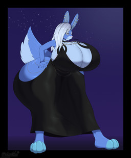 anthro big_breasts breasts clothing curvy_figure female hourglass_figure huge_breasts huge_hips hyper hyper_hips solo wide_hips matixcs moonlight_rabbitfell hare lagomorph leporid mammal rabbit absurd_res hi_res meme
