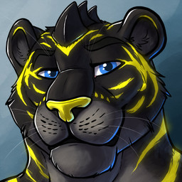anthro black_body black_fur blue_eyes facial_markings front_view fur glistening glistening_eyes grey_body grey_fur head_markings head_spike looking_at_viewer male male_anthro markings mouth_closed simple_background solo striped_neck whiskers yellow_markings yellow_nose hufnaar felid mammal pantherine tiger 1:1 hi_res