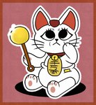 anthro bell bell_collar clean_diaper clothed clothing collar diaper female rattle simple_background solo wearing_diaper mrvonfuzzlebutt dandadan maneki-neko turbo_granny_(dandadan) domestic_cat felid feline felis mammal digital_media_(artwork)