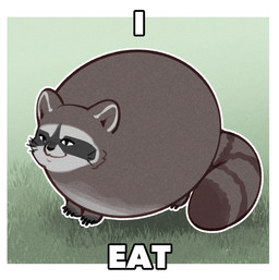ambiguous_gender black_body black_fur feral fur grass humor multicolored_body multicolored_fur obese obese_feral overweight overweight_feral plant solo tail text two_tone_body two_tone_fur whiskers thevarking mammal procyonid raccoon 2026 english_text hi_res