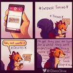 1:1 cellphone comic dialogue electronics english_text finn_(glassshine) fur giant_squirrel glassshine hi_res holding_object indian_giant_squirrel mammal open_mouth orange_body orange_fur phone rodent sciurid simple_background simple_eyes smartphone solo text text_message tree_squirrel