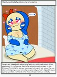 absurd_res anthro bed blush bow_ribbon clothed clothing dialogue english_text female furniture generation_3_pokemon heart_eyes heart_symbol hi_res long_ears minun nintendo peach_(rodent_powered) pillow pokemon pokemon_(species) pregnant pregnant_anthro pregnant_female rodent_powered_(softestpuffss) softestpuffss solo text