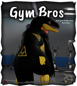 anthro comic_panel feral gym male male/male open_mouth sex text thatman jinnoaka_(modeler) crimsoft_(thatman) gym_bros_(thatman_23) club_28_(thatman_23) diamond_jack_(thatman_23) inkheart_(thatman_23) spade_(thatman_23) dinosaur interceptor prehistoric_species reptile scalie 3d_(artwork) blender_(artwork) blender_cycles_(artwork) comic cover cover_art cover_page digital_media_(artwork) english_text hi_res