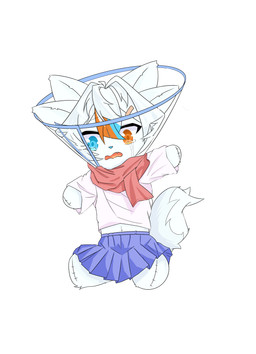 4_missing_limbs amputee disability female heterochromia quadruple_amputee simple_background solo white_background moon_fancy233 absurd_res hi_res tagme