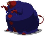 3_toes 4_fingers anthro barefoot belly big_belly blue_clothing button_(fastener) claws clenched_teeth clothing coat evil_grin eyebrows feet fingers fur grin male morbidly_obese morbidly_obese_anthro morbidly_obese_male obese obese_anthro obese_male overweight overweight_anthro overweight_male raised_tail red_body red_fur smile solo tail tail_tuft teeth toe_claws toes topwear tuft whiskers wide_eyed yellow_teeth hectorthewolf all_dogs_go_to_heaven don_bluth red_(all_dogs_go_to_heaven) demon domestic_cat felid feline felis mammal 2012 hi_res