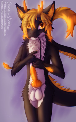 animal_genitalia animal_penis anthro antlers balls big_balls black_body black_fur canine_genitalia canine_penis femboy fluffy fluffy_ears fluffy_tail fur genitals glowing glowing_body glowing_eyes glowing_genitalia glowing_horn glowing_penis hair horn long_whiskers male male_anthro orange_body orange_eyes orange_fur orange_hair orange_penis penis raised_tail shy simple_background slim solo tail tail_tuft tuft whisker_tuft whiskers white_body white_fur stellaamoris mythology arrios_(stellaamoris) dragon eastern_dragon furred_dragon furred_scalie mythological_creature mythological_scalie scalie absurd_res digital_media_(artwork) digital_painting_(artwork) hi_res painting_(artwork)