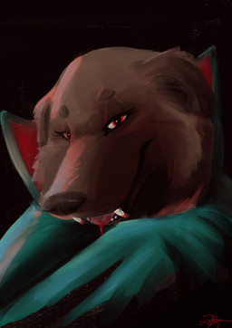 anthro cape clothing costume fake_blood fangs female halloween_costume holidays red_eyes solo teeth a_dusty_wolf halloween milly_(a_dusty_wolf) canid canine canis domestic_dog kangal livestock_guardian_dog mammal molosser mountain_dog pastoral_dog vampire hi_res painting_(artwork) portrait