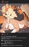 ahegao angel_divina_(coyotemailman) animal_genitalia animal_penis anthro arcanine bed belly belly_grab belly_markings big_dom_small_sub black_body black_fur black_nose bodily_fluids canid canine canine_genitalia canine_penis cum dominant drooling duo ear_piercing ear_ring english_text erection exhausted eyebrows facial_piercing fluffy fluffy_chest fluffy_ears fluffy_hair fluffy_tail fucked_silly fur furniture generation_1_pokemon generation_7_pokemon genital_fluids genitals giving_up_the_ghost gloves_(marking) hair hi_res instagram knot knotting looking_pleasured lycanroc male male/male mammal markings midday_lycanroc neck_tuft nintendo nipples nose_piercing nose_ring on_top on_top_of open_mouth orange_body orange_fur overweight overweight_male penis piercing pokemon pokemon_(species) raised_eyebrow ring_piercing saliva saliva_on_tongue saliva_string selfie size_difference smile strayserval striped_body striped_fur striped_markings stripes tail tan_body tan_fur team_rocket text tongue tongue_out tuft white_body white_fur