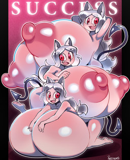 areola big_areola big_breasts big_nipples breasts cute_fangs eyelashes fangs female group hair huge_areola huge_breasts huge_nipples hyper hyper_breasts light_body light_skin long_hair long_tail nipples nude pink_areola pink_nipples pupils red_eyes spade_tail tail teeth text trio white_ears white_hair angstrom helltaker cerberus_(helltaker) animal_humanoid canid canid_humanoid canine canine_humanoid dog_humanoid humanoid mammal mammal_humanoid 2026 absurd_res digital_media_(artwork) english_text hi_res