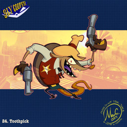 anthro belt bottomwear brown_body clothing cowboy_hat evil_face eyebrows fangs footwear gloves gun gunslinger handwear hat headgear headwear holding_gun holding_object holding_ranged_weapon holding_weapon looking_at_viewer male open_mouth open_smile orange_eyes pants ranged_weapon sheriff sheriff_star shirt shoes smile solo tail tan_body teeth text tongue topwear vest weapon western wild_west yellow_sclera mason_earwood toothpick_(sly_cooper) armadillo mammal xenarthran 1:1 2025 english_text hi_res signature
