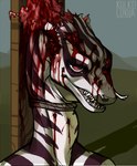 anthro blood bodily_fluids brain brain_matter bullet bullet_wound corpse dead_eyes death death_focus entrails female gore grotesque_death open_mouth organs red_eyes solo wounded kolkolukija eel fish marine hi_res