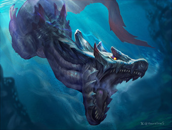 ambiguous_gender claws detailed_background feral open_mouth sharp_teeth solo spikes spikes_(anatomy) swimming teeth tongue underwater water yellow_eyes heuvelines capcom monster_hunter lagiacrus leviathan_(mh) 2025 colored hi_res signature