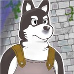 anthro black_body black_fur brick clothed clothing fur inside male moss plant simple_coloring simple_eyebrows simple_eyes simple_nose solo white_body white_fur tisao delicious_in_dungeon kuro_(delicious_in_dungeon) canid canine canis domestic_dog husky kobold mammal nordic_sled_dog spitz shaded simple_shading