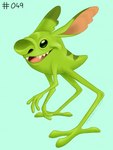 2021 3:4 3_fingers alien ambiguous_gender back_markings bent_legs digital_media_(artwork) disney ear_markings experiment_(lilo_and_stitch) facial_markings feet fingers green_background green_body green_eyes green_nose head_markings lilo_and_stitch markings open_mouth open_smile picker_(unconfirmed_experiment) psychedelic-lemur signature simple_background smile solo toes