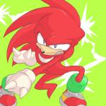 anthro biped clenched_teeth clothing footwear fur gloves green_background handwear male purple_eyes red_body red_fur shoes simple_background solo teeth nashi_(intothe_bluesky) sega sonic_the_hedgehog_(series) knuckles_the_echidna echidna mammal monotreme 1:1